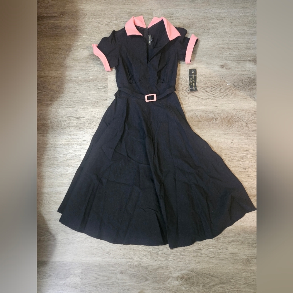 SALE!! 🖤Stop Staring Black Dress with Coral Accents